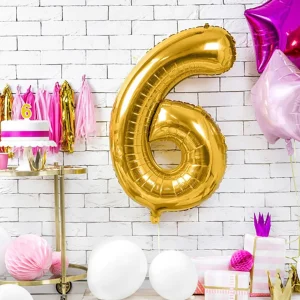 Balon Metal Foliowy Cyfra "6" 86 Cm