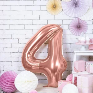 Balon Pink Metal Foliowy Cyfra "4" 86 Cm