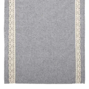 Bieznik Maya Bawelniany Z Koronka Szary 40X160 Cm