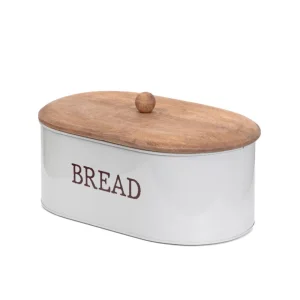 Chlebak Conti Szary Z Drewniana Pokrywka 35X19X13 Cm