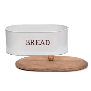 Chlebak Conti Szary Z Drewniana Pokrywka 35X19X13 Cm