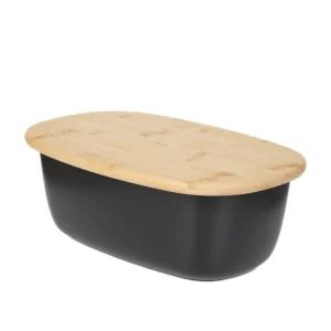 Chlebak Nores Z Bambusowa Pokrywka Czarny 37X22X14 Cm