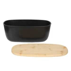 Chlebak Nores Z Bambusowa Pokrywka Czarny 37X22X14 Cm