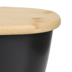 Chlebak Nores Z Bambusowa Pokrywka Czarny 37X22X14 Cm