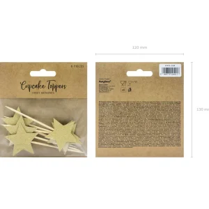 Dekoracja Stars Do Muffinek Zlote Gwiazdki 6 Szt. 11,5 Cm