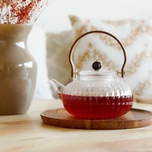 Dzbanek Corrie Ryflowany Z Drewniana Raczka 0,55 L