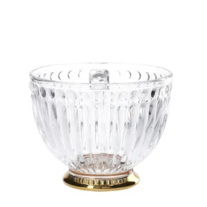 Filizanka Barrel Szklana W Paski Ze Zlota Nozka 0,36 L