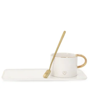 Filizanka Bomlo Biala Matowa Ze Spodkiem I Lyzeczka 0,2 L