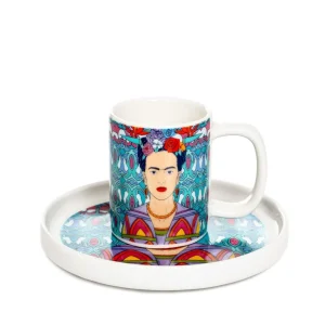 Filizanka Frida Kahlo Do Espresso Ze Spodkiem Turkusowa 0,08 L