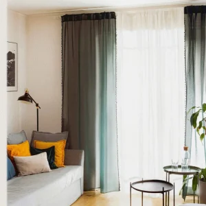 Firanka Adi Z Pomponikami Zielona 140X250 Cm