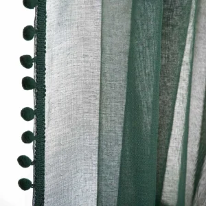 Firanka Adi Z Pomponikami Zielona 140X250 Cm