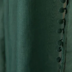 Firanka Adi Z Pomponikami Zielona 140X250 Cm