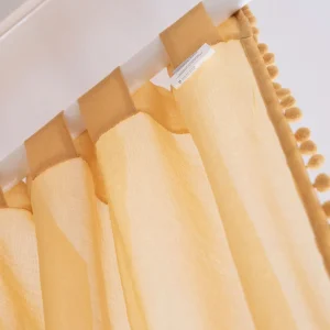 Firanka Adi Z Pomponikami Musztardowa 140X250 Cm