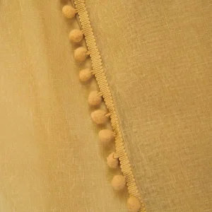 Firanka Adi Z Pomponikami Musztardowa 140X250 Cm