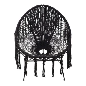 Fotel Acapulco Bliss Makrama Czarna 93X73X85 Cm