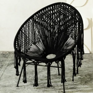 Fotel Acapulco Spirit Makrama Czarna 93X73X85 Cm