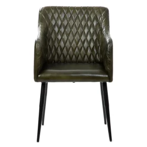 Fotel Brizo W Obiciu Ze Skory Bawolej Zielone 55X60X86 Cm