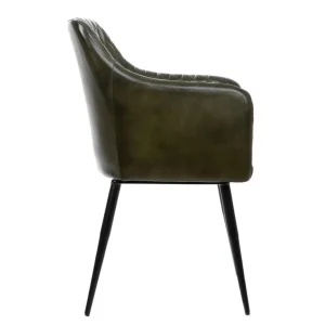 Fotel Brizo W Obiciu Ze Skory Bawolej Zielone 55X60X86 Cm