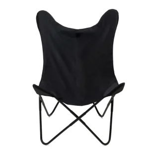 Fotel Butterfly Z Metalowa Rama - Czarna Eco Skora 70X80X102 Cm