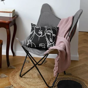 Fotel Butterfly Z Metalowa Rama Welur 70X80X102 Cm