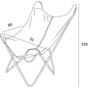 Fotel Butterfly Z Metalowa Rama - Czarna Tkanina 70X80X102 Cm