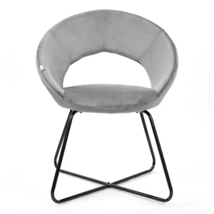 Fotel Jared Welurowe Szare Z Czarnymi Nogami 73X47X84 Cm