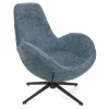 Fotel Lunaire Obrotowy W Tkaninie Teddy Boucle Granatowy 86X76X87 Cm