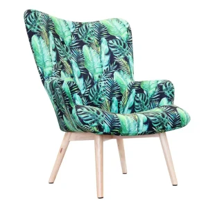 Fotel Moss Welurowy Z Motywem Lisci 70X95Cm