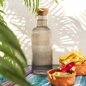 Karafka Natia Ryflowana Z Korkiem Szara 1 L