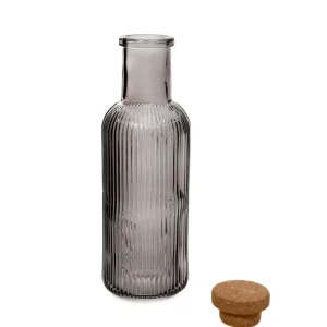 Karafka Natia Ryflowana Z Korkiem Szara 1 L