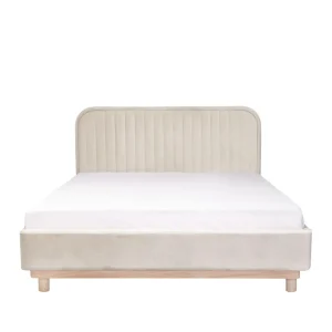 Łóżko Karalius Welurowe Bezowe 140X200 Cm
