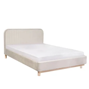 Łóżko Karalius Welurowe Bezowe 140X200 Cm