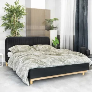 Łóżko Karalius Welurowe Czarne 140X200 Cm