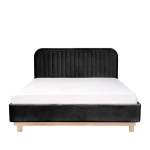 Łóżko Karalius Welurowe Czarne 140X200 Cm
