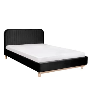 Łóżko Karalius Welurowe Czarne 140X200 Cm