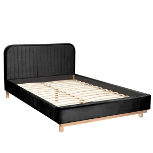 Łóżko Karalius Welurowe Czarne 140X200 Cm