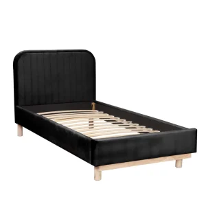 Łóżko Karalius Welurowe Czarne 90X200 Cm