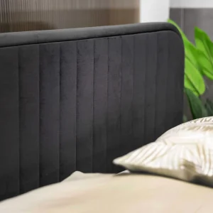 Łóżko Karalius Welurowe Czarne 140X200 Cm