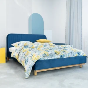 Łóżko Karalius Welurowe Granatowe 160X200 Cm