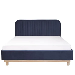 Łóżko Karalius Welurowe Granatowe 140X200 Cm