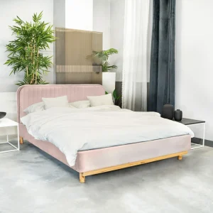 Łóżko Karalius Welurowe Rozowe 140X200 Cm