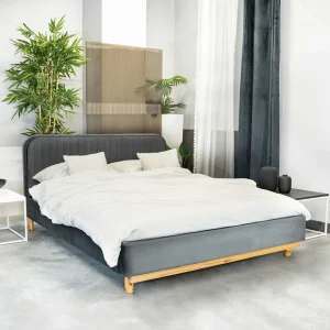 Łóżko Karalius Welurowe Szare 140X200 Cm