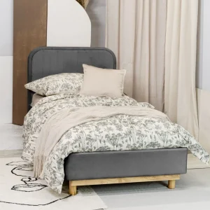 Łóżko Karalius Welurowe Szare 90X200 Cm