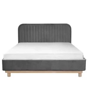 Łóżko Karalius Welurowe Szare 140X200 Cm