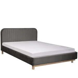 Łóżko Karalius Welurowe Szare 160X200 Cm