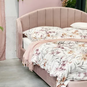 Łóżko Reine Welurowe Rozowe 160X200 Cm
