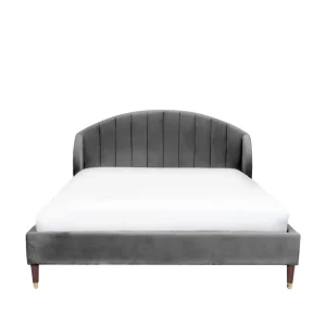 Łóżko Reine Welurowe Szare 160X200 Cm