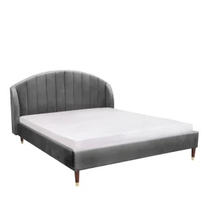 Łóżko Reine Welurowe Szare 160X200 Cm