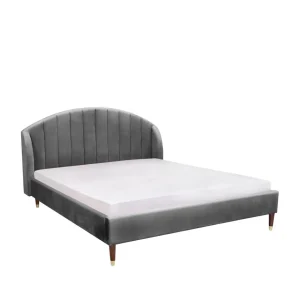 Łóżko Reine Welurowe Szare 140X200 Cm