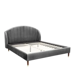 Łóżko Reine Welurowe Szare 140X200 Cm